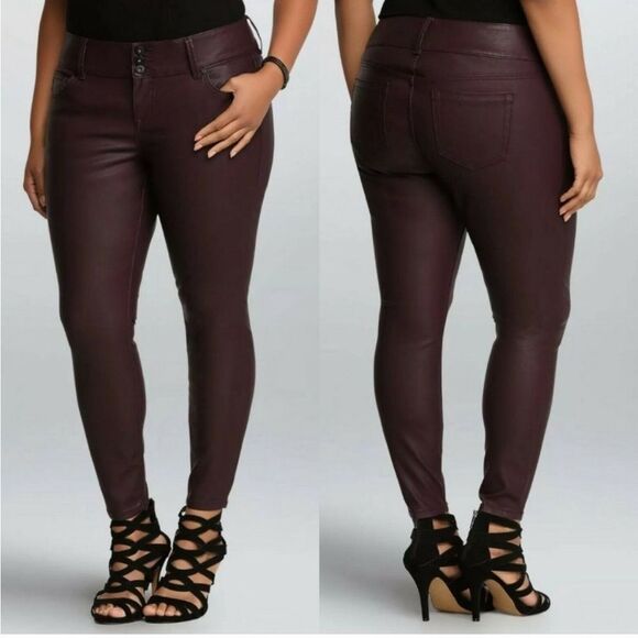 torrid Pants - Torrid Plus Size Premium Faux Leather Jegging in Oxblood